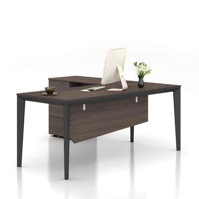 Modern Minimalist Executive Desk Dark Hickory Marble Stripes