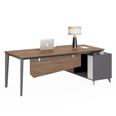 Modern Minimalist Executive Desk Dark Hickory Marble Stripes