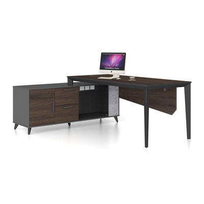 Modern Minimalist Executive Desk Dark Hickory Marble Stripes