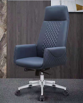 High Back Office Leather Revolving Chair With 3 Class Gas Lift  Five Star Leg