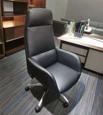 High Back Office Leather Revolving Chair With 3 Class Gas Lift  Five Star Leg