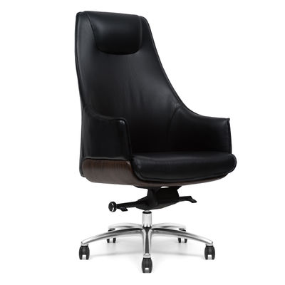 Aluminum Base High Back Leather Executive Chair Lock At 3 Positions
