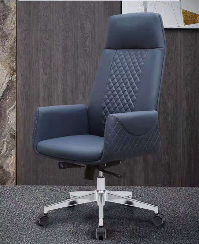 High Back Office Leather Revolving Chair With 3 Class Gas Lift  Five Star Leg